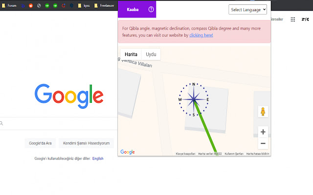 Qibla Direction  from Chrome web store to be run with OffiDocs Chromium online