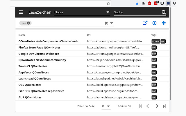 QOwnNotes Web Companion  from Chrome web store to be run with OffiDocs Chromium online