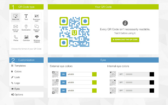 QR Code Generator by Unitag  from Chrome web store to be run with OffiDocs Chromium online