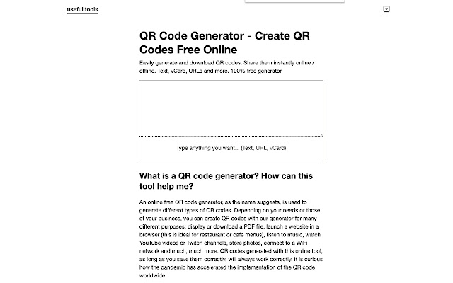 QR Code Generator Free Online Best Tool  from Chrome web store to be run with OffiDocs Chromium online