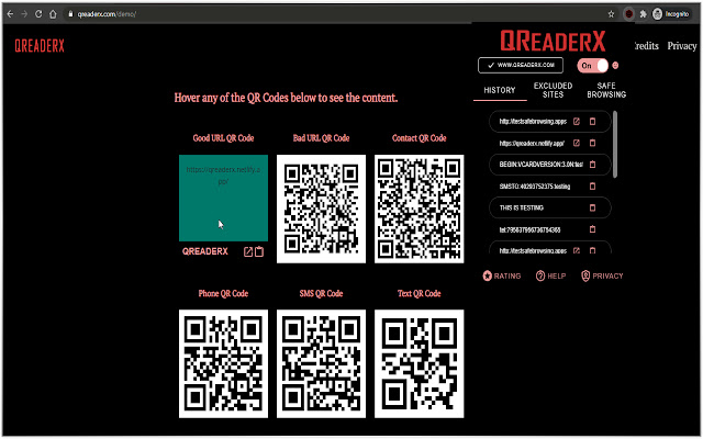 QReaderX QR Code Reader  from Chrome web store to be run with OffiDocs Chromium online