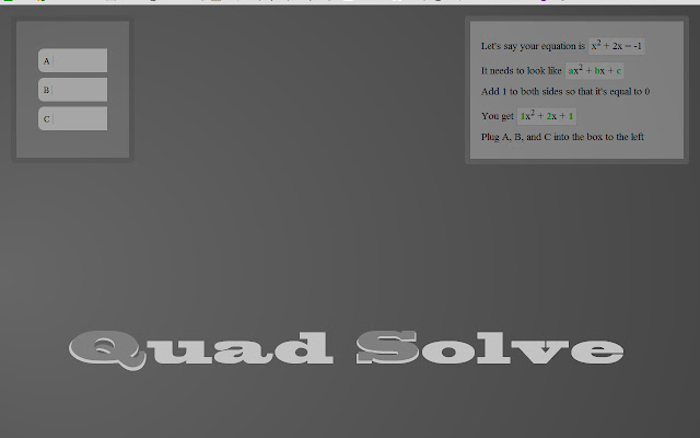 Quad Solve  from Chrome web store to be run with OffiDocs Chromium online