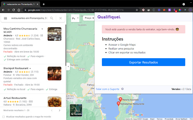 Qualifiquei Leads Google Maps Scraper  from Chrome web store to be run with OffiDocs Chromium online