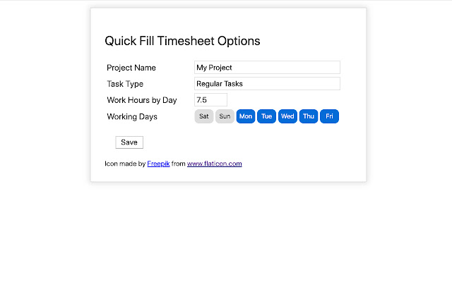 QuickFillTimesheet  from Chrome web store to be run with OffiDocs Chromium online