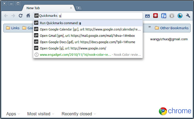 Quickmarks  from Chrome web store to be run with OffiDocs Chromium online