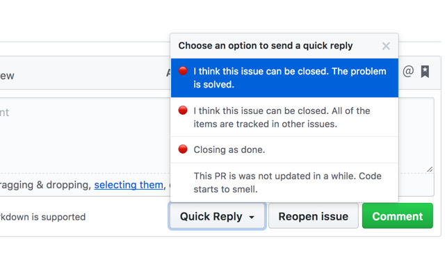 Quick Reply for GitHub  from Chrome web store to be run with OffiDocs Chromium online