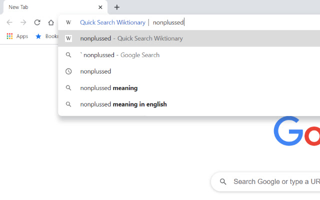 Quick Search Wiktionary  from Chrome web store to be run with OffiDocs Chromium online