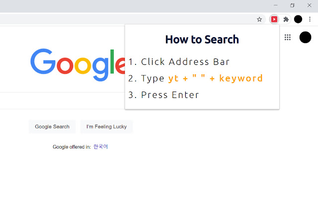 Quick Youtube Search  from Chrome web store to be run with OffiDocs Chromium online