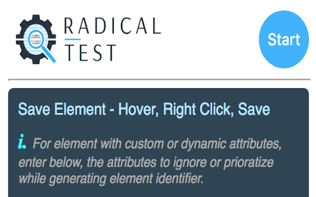 Radical Test Add Element  from Chrome web store to be run with OffiDocs Chromium online