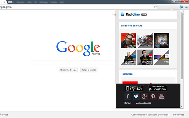 Radioline extension  from Chrome web store to be run with OffiDocs Chromium online