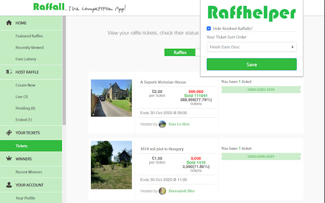 Raffhelper  from Chrome web store to be run with OffiDocs Chromium online