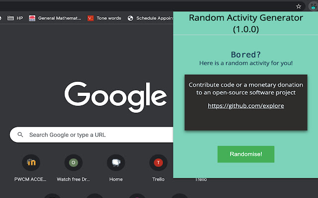 Random Activity Generator  from Chrome web store to be run with OffiDocs Chromium online