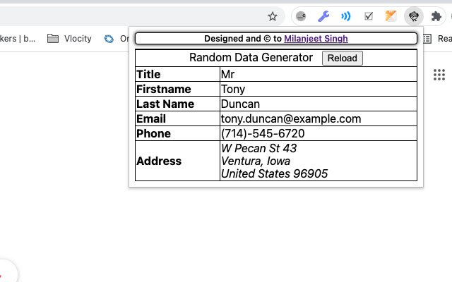 Random Data Generator  from Chrome web store to be run with OffiDocs Chromium online