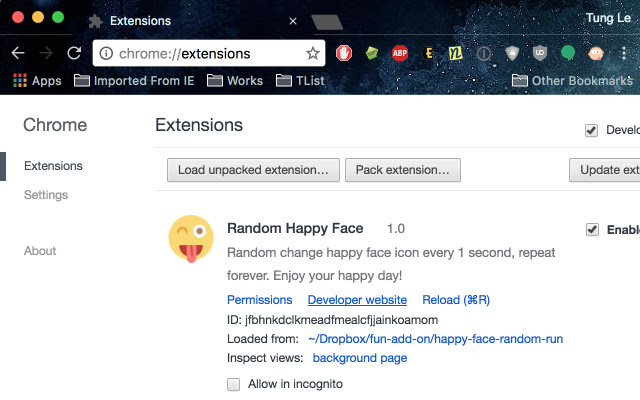 Random Happy Face  from Chrome web store to be run with OffiDocs Chromium online