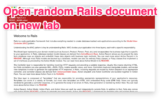 Random Rails API tab  from Chrome web store to be run with OffiDocs Chromium online