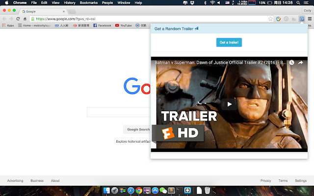 Random Trailer  from Chrome web store to be run with OffiDocs Chromium online