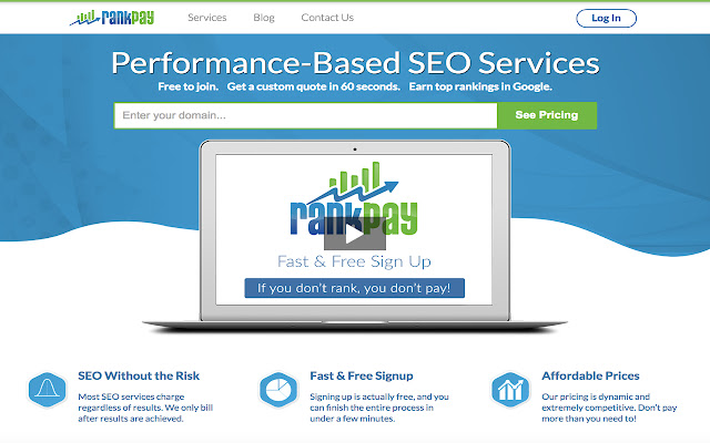 Rankpay SEO service review  from Chrome web store to be run with OffiDocs Chromium online