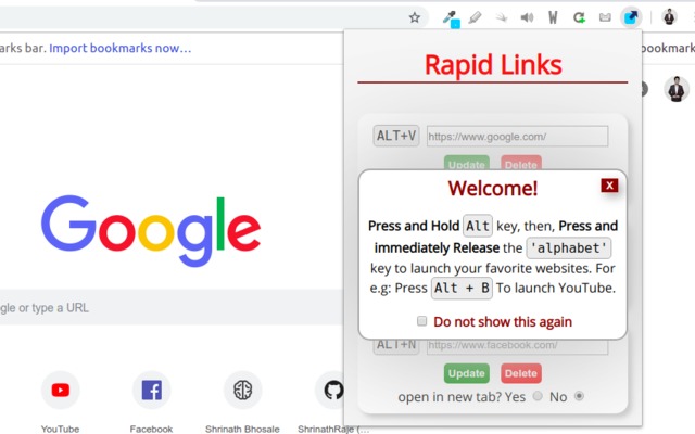 Rapid Links  from Chrome web store to be run with OffiDocs Chromium online