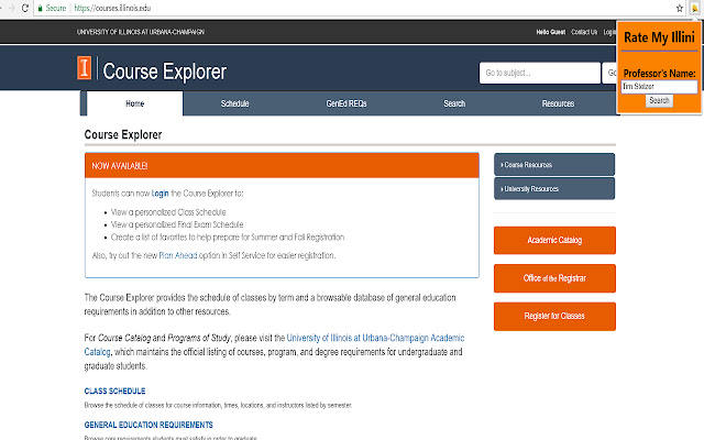 Rate My Illini  from Chrome web store to be run with OffiDocs Chromium online