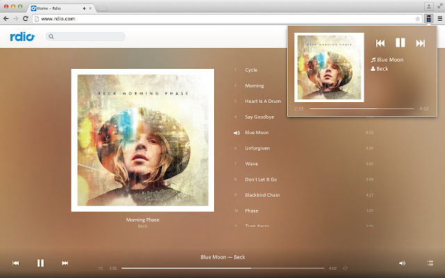 Rdio Remote  from Chrome web store to be run with OffiDocs Chromium online