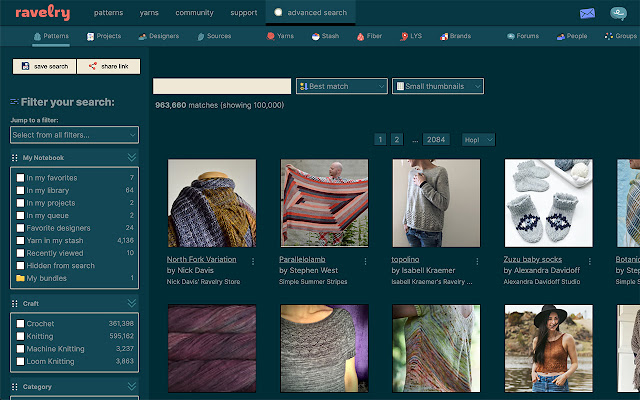 Ravelry legible desde la tienda web de Chrome se ejecutará con OffiDocs Chromium en línea