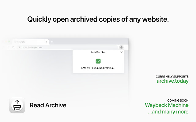 ReadArchive  from Chrome web store to be run with OffiDocs Chromium online