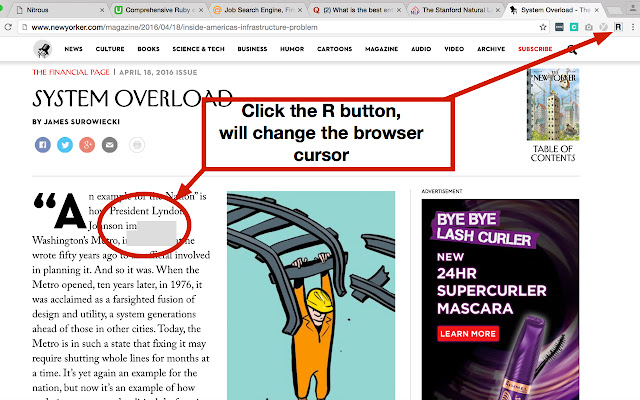 Reader Helper Cursor  from Chrome web store to be run with OffiDocs Chromium online