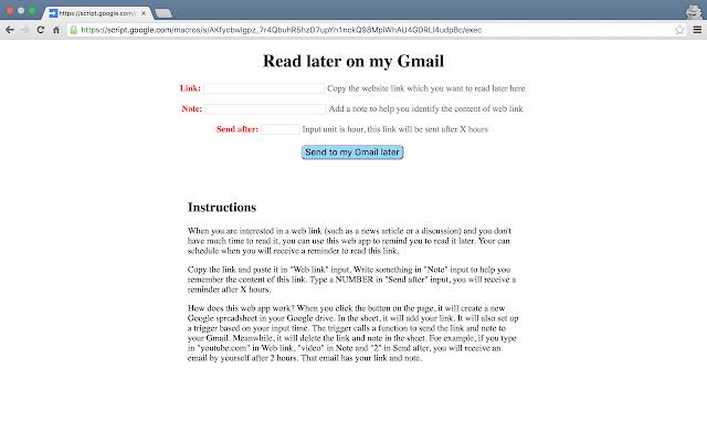 Read later on my Gmail  from Chrome web store to be run with OffiDocs Chromium online