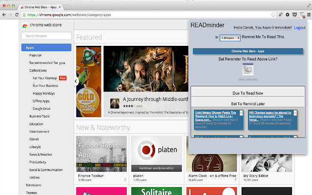 READminder  from Chrome web store to be run with OffiDocs Chromium online