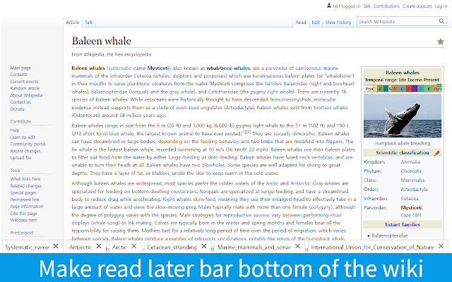 Read Wiki Later  from Chrome web store to be run with OffiDocs Chromium online