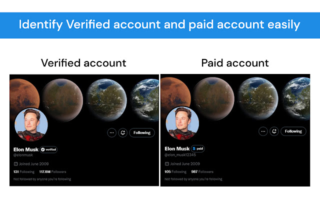 Real Twitter Verifier  from Chrome web store to be run with OffiDocs Chromium online