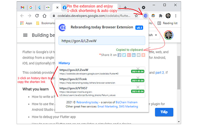 Rebranding.today URL Shortener  from Chrome web store to be run with OffiDocs Chromium online