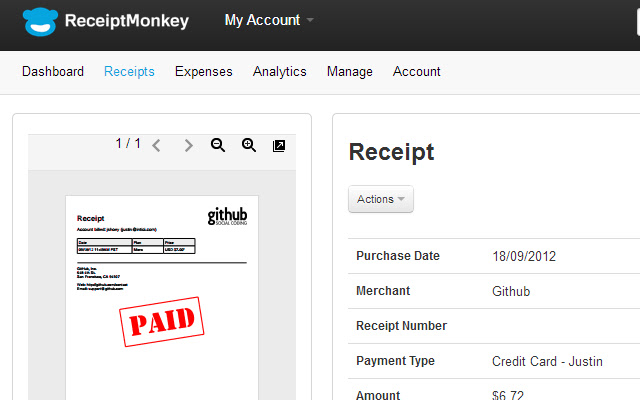 ReceiptMonkey  from Chrome web store to be run with OffiDocs Chromium online