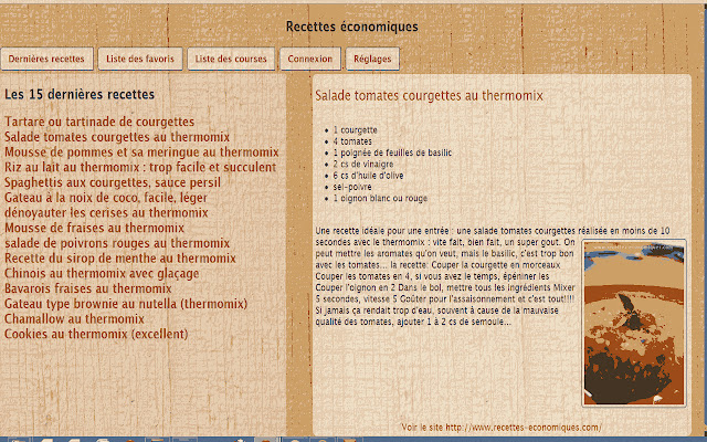 Recettes économiques plugin  from Chrome web store to be run with OffiDocs Chromium online