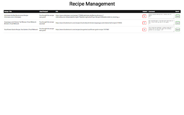 Recipe Manager  from Chrome web store to be run with OffiDocs Chromium online