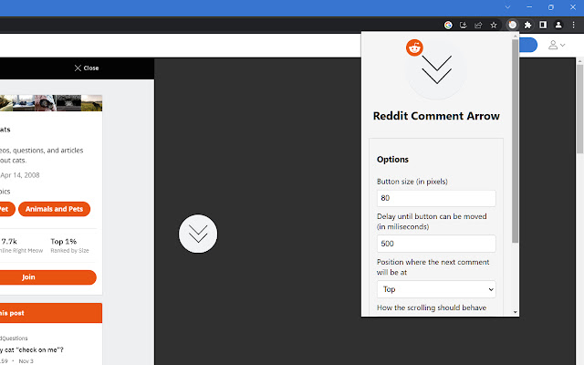 Reddit Comment Arrow  from Chrome web store to be run with OffiDocs Chromium online