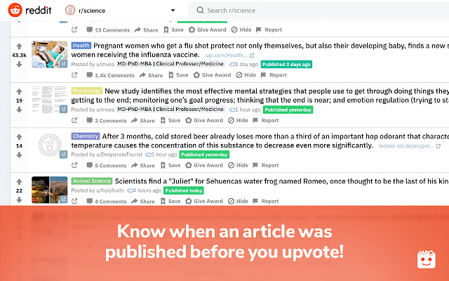 Reddit Publish Date  from Chrome web store to be run with OffiDocs Chromium online