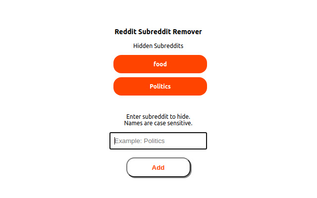 Reddit Subreddit Remover  from Chrome web store to be run with OffiDocs Chromium online