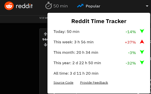 Reddit Time Tracker Monitor Your Usage  from Chrome web store to be run with OffiDocs Chromium online