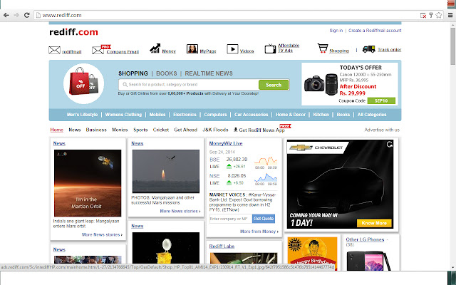 Rediff.com Indias leading portal  from Chrome web store to be run with OffiDocs Chromium online