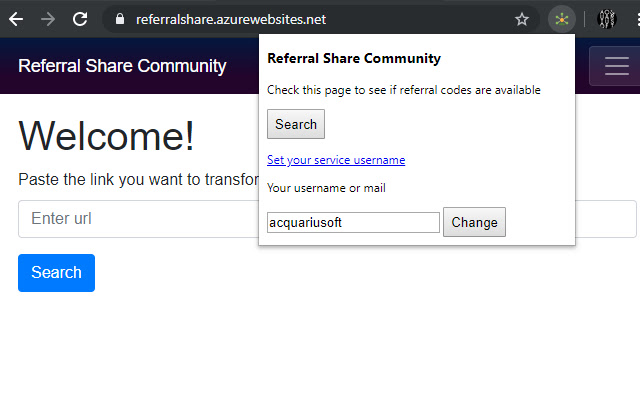 Referral Share Community  from Chrome web store to be run with OffiDocs Chromium online