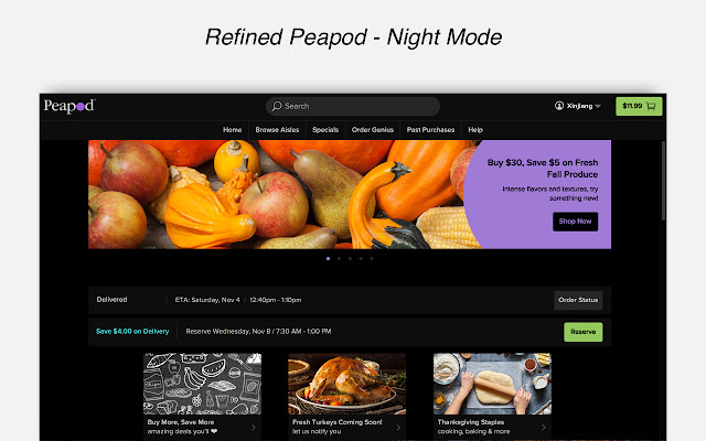 Refined Peapod  from Chrome web store to be run with OffiDocs Chromium online