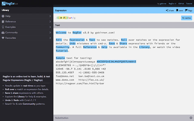 RegExr  from Chrome web store to be run with OffiDocs Chromium online