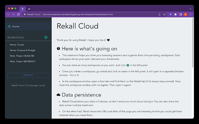 Rekall Cloud  from Chrome web store to be run with OffiDocs Chromium online