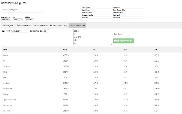 Relevancy Debugger  from Chrome web store to be run with OffiDocs Chromium online