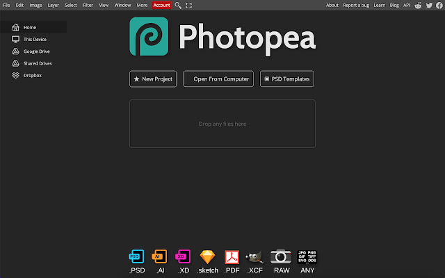 Remove Ads from Photopea  from Chrome web store to be run with OffiDocs Chromium online