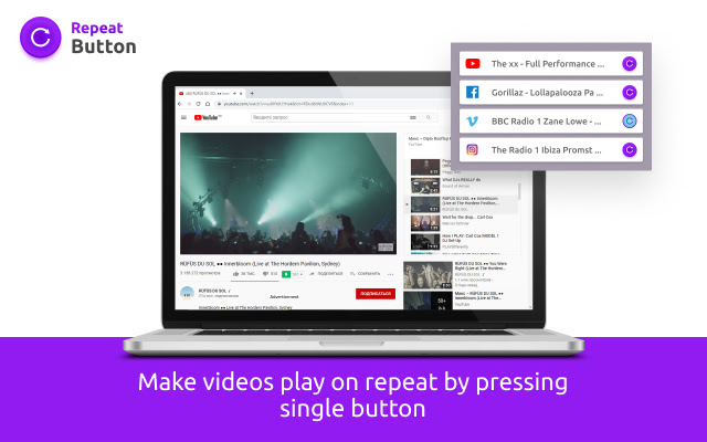 Repeat button  from Chrome web store to be run with OffiDocs Chromium online