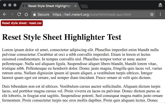 Reset Style Sheet Highlighter  from Chrome web store to be run with OffiDocs Chromium online