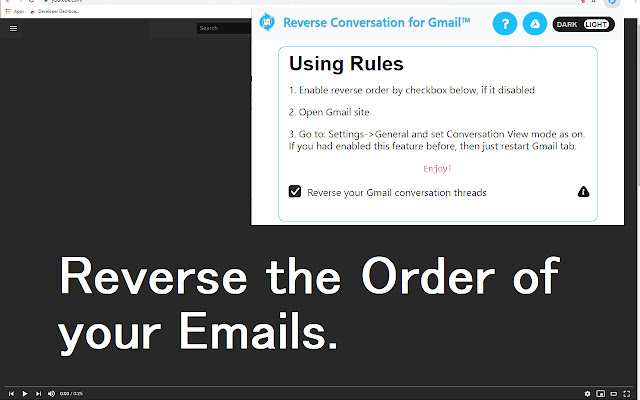 Reverse Conversation for Gmail™  from Chrome web store to be run with OffiDocs Chromium online