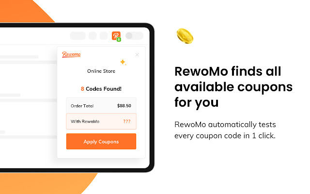 Rewomo Automatic Coupons at Checkout  from Chrome web store to be run with OffiDocs Chromium online